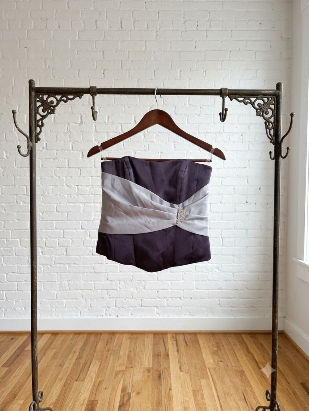 Alfred Angelo Purple and Silver Strapless Bustier Top